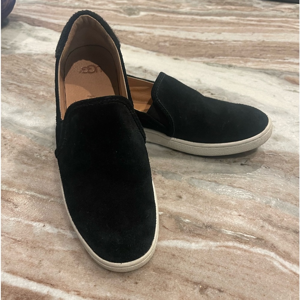 Like new  UGG Black velvet slip on shoe size 8